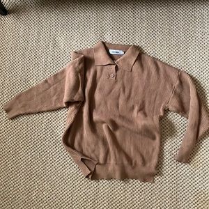 REALTAKAI camel color collar sweater